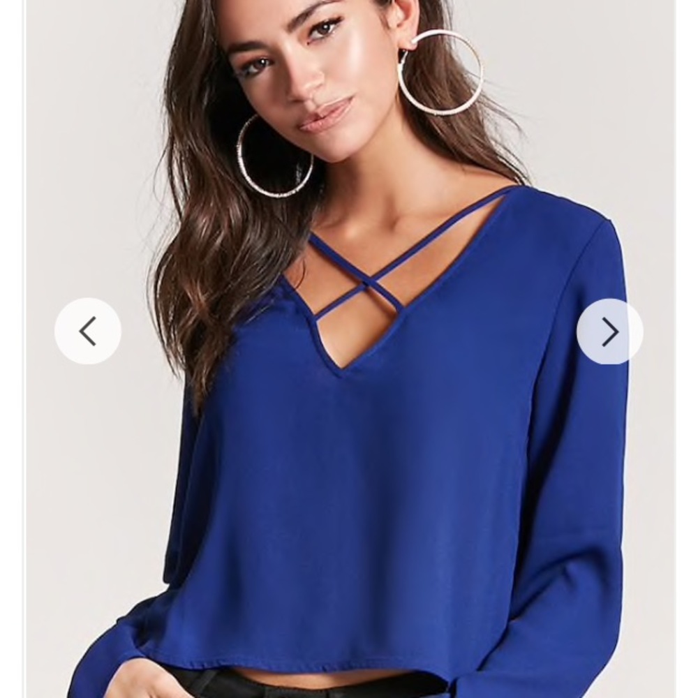 Forever 21 Cobalt Strappy Cropped Blouse